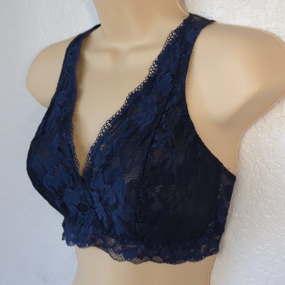 Soma Size M Bralette Navy Embraceable Signature Lace Back Detail - Picture 2 of 5